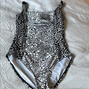 Calvin Klein Black and White One Piece Swimsuit